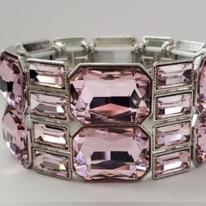 Platinum Plated Pink Crystal Bracelet